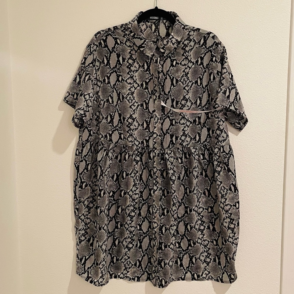 Missguided Grey Snakeskin Oversized Smock Dress sz 10